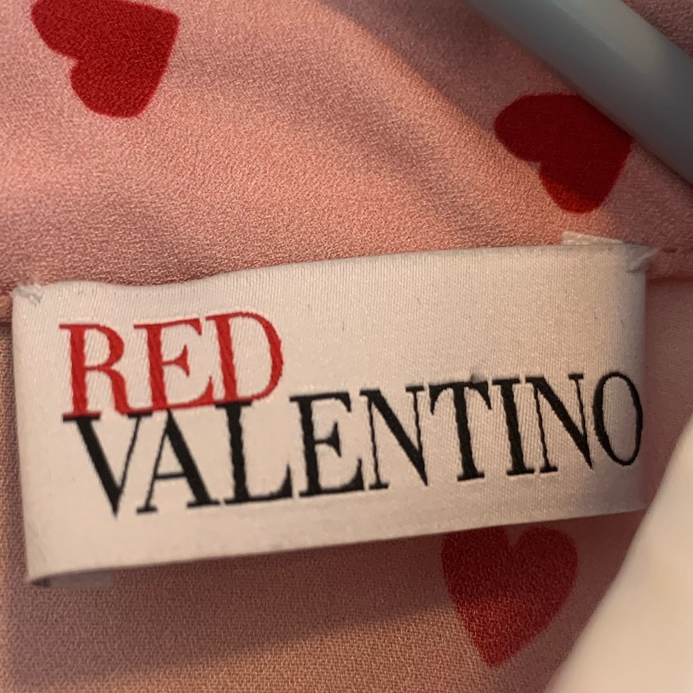VALENTINO Valentines Heart Midi Maxi Pleated Chine Red Pink Heart Dress 38 8 - Picture 14 of 16
